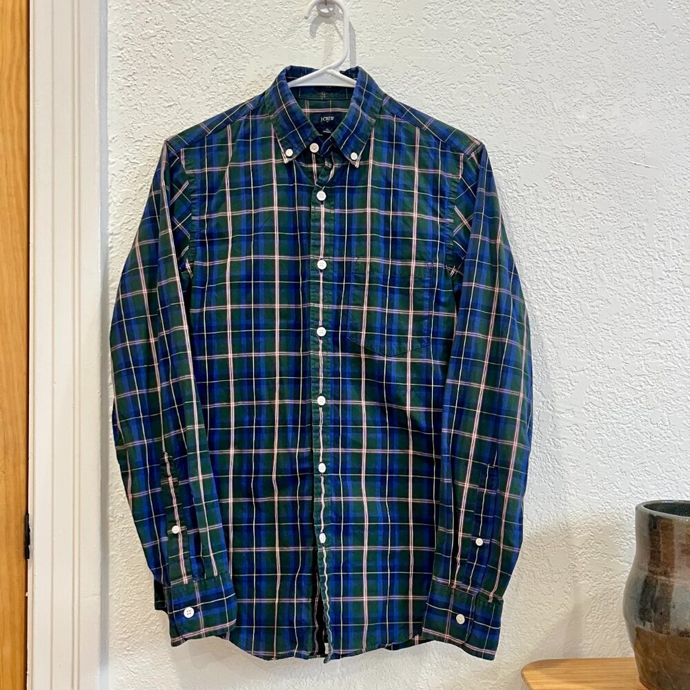 J. Crew Long-Sleeve Poplin Checkered Shirt, XS - Picture 1 of 2